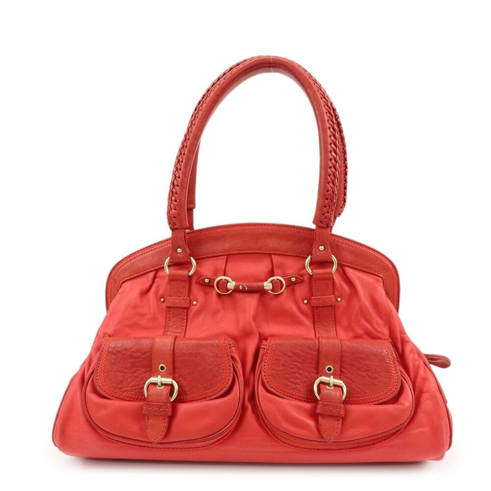 Christian Dior My Dior Logo Calfskin Handbag Red